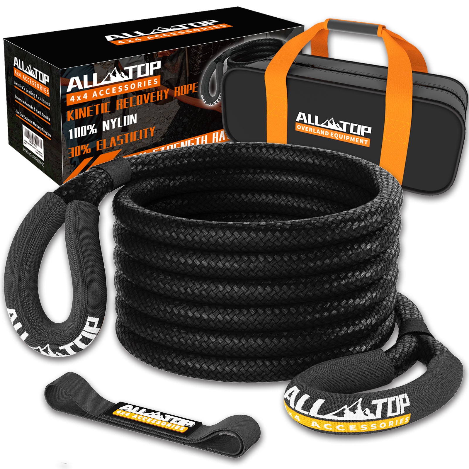 ALL-TOP Kinetic Recovery Rope - 1in x 20ft - 48,000 Lbs - Black
