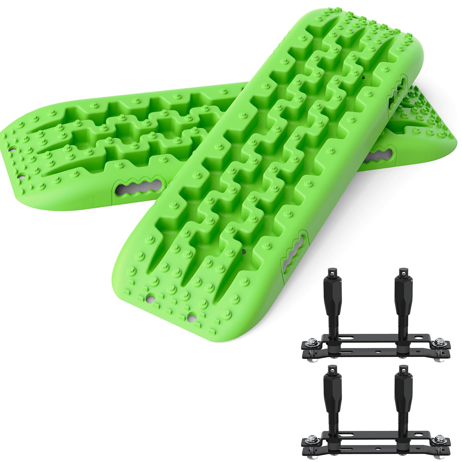 2PCS Recovery Traction Boards & Mounting Kit, 3rd Gen (Green)