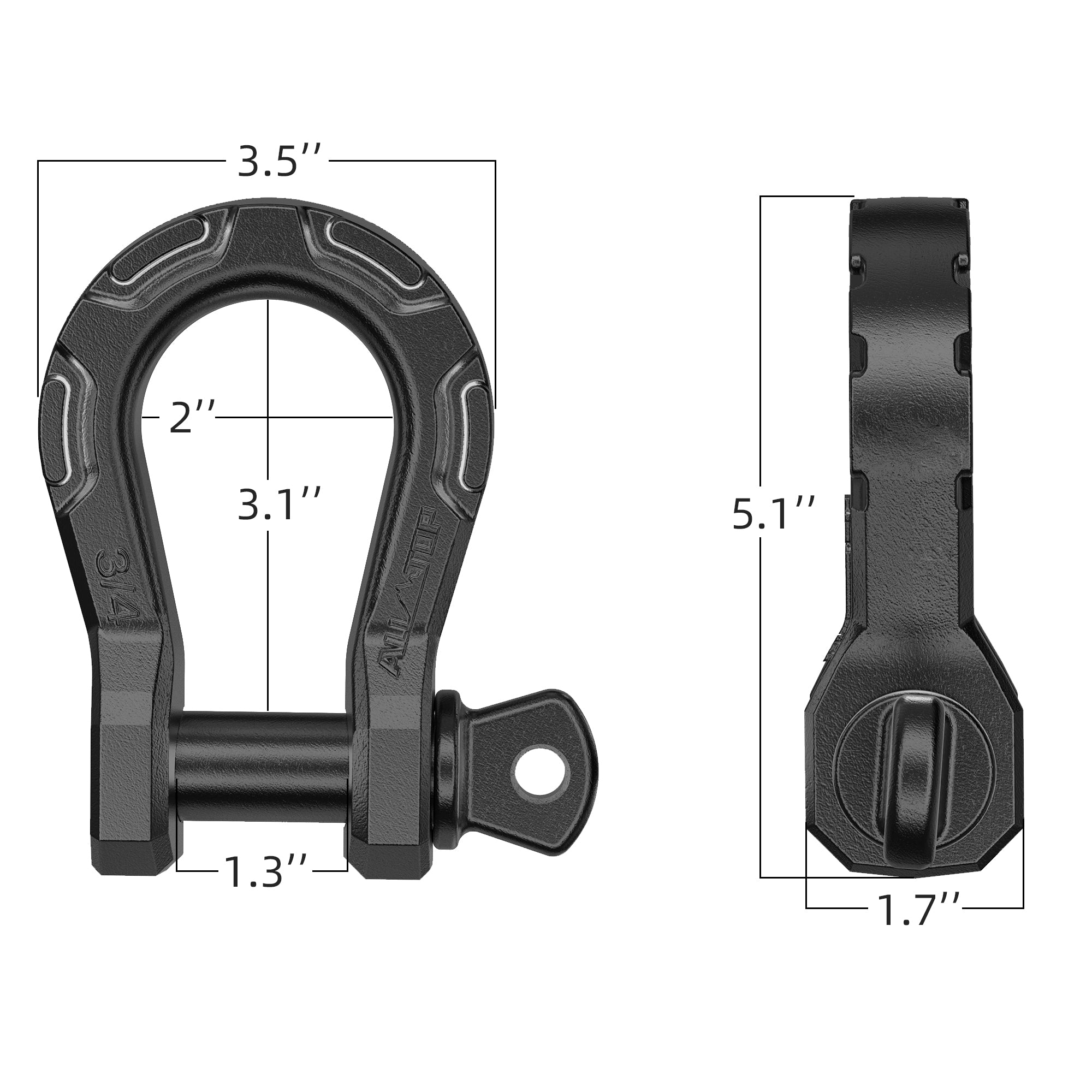 D Ring Shackle 3/4" Fully Forged with 7/8 Pin - 79500Lbs - 2PCS