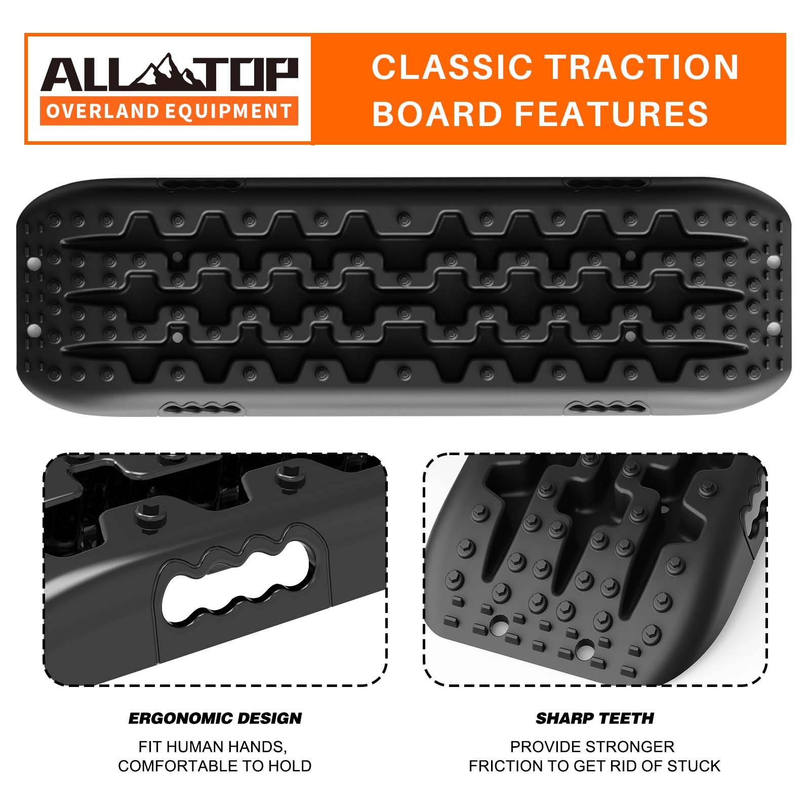 2PCS Recovery Traction Boards & Mounting Kit, 3rd Gen (Black)