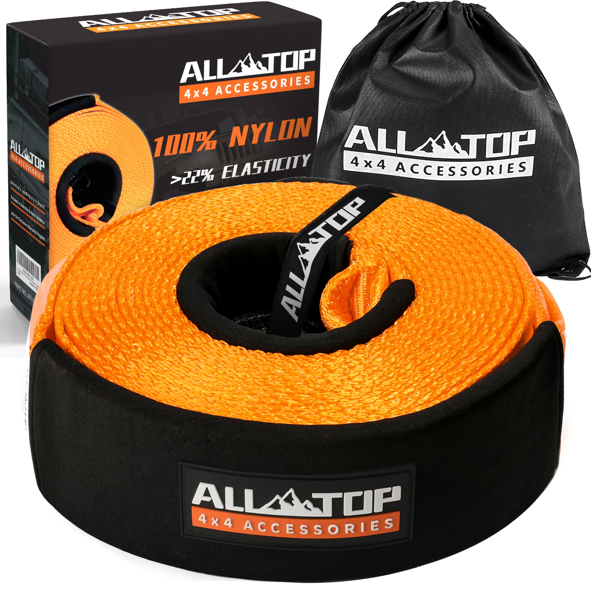 ALL-TOP 100% Nylon Recovery Tow Strap - 4in x 20ft - 46,500 Lbs