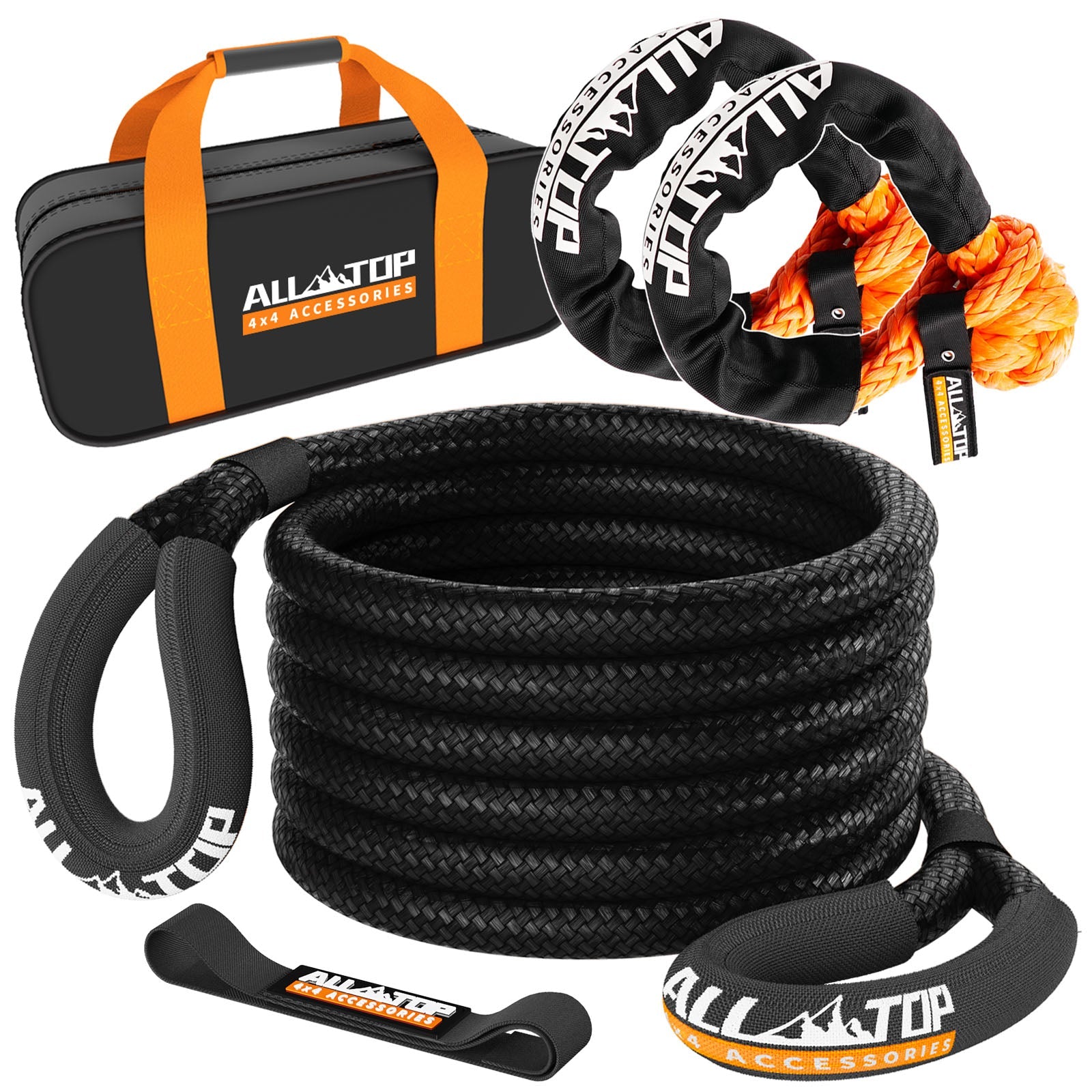 Kinetic Recovery Rope - 1in x 30ft - 48,000 Lbs - Black w/ Shackles