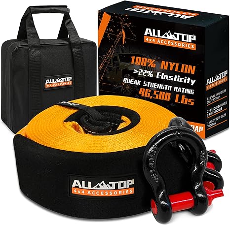 Recovery Strap Kit w/ Shackles: Strap 4in x 30ft - 46,500 Lbs
