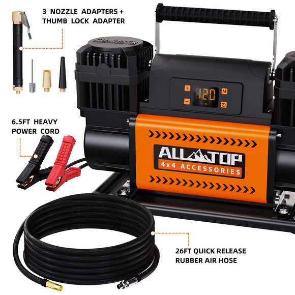 Air Compressor Kit Dual Cylinder w/LCD Control Panel -150PSI - 12.35 ft³/Min - 12V DC