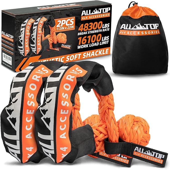 Synthetic Soft Shackles 1/2in x 22in - 48,300 Lbs - 2 PCS | ALL-TOP