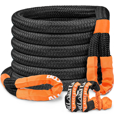 Kinetic Recovery Rope Kit w/ 2 Soft Shackles - 1.5in x 30ft - 83000Lbs - Black