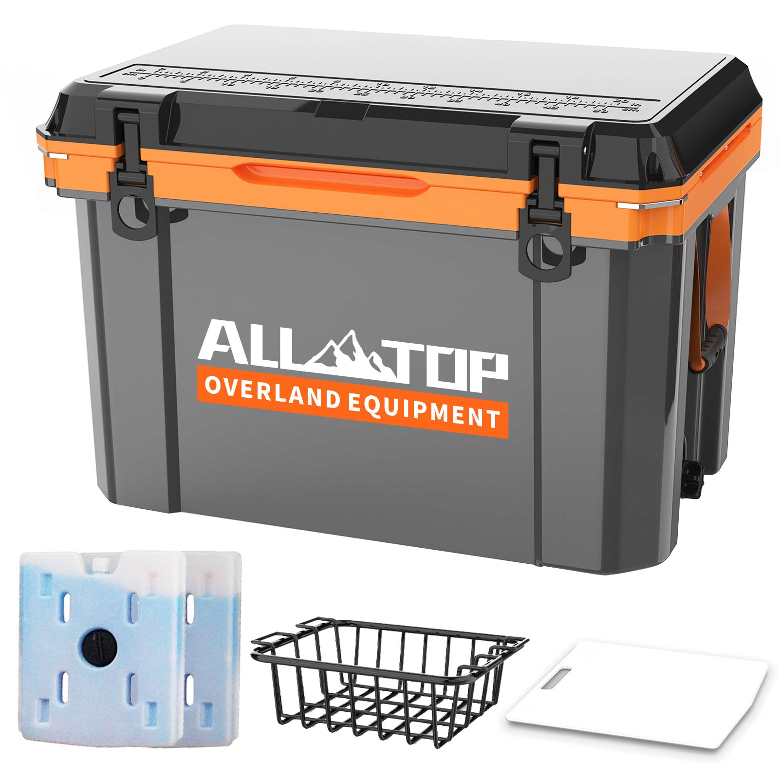 Portable Cooler Box w/ Ice Pack & Chopping Board - 55 Quart - Gray ...