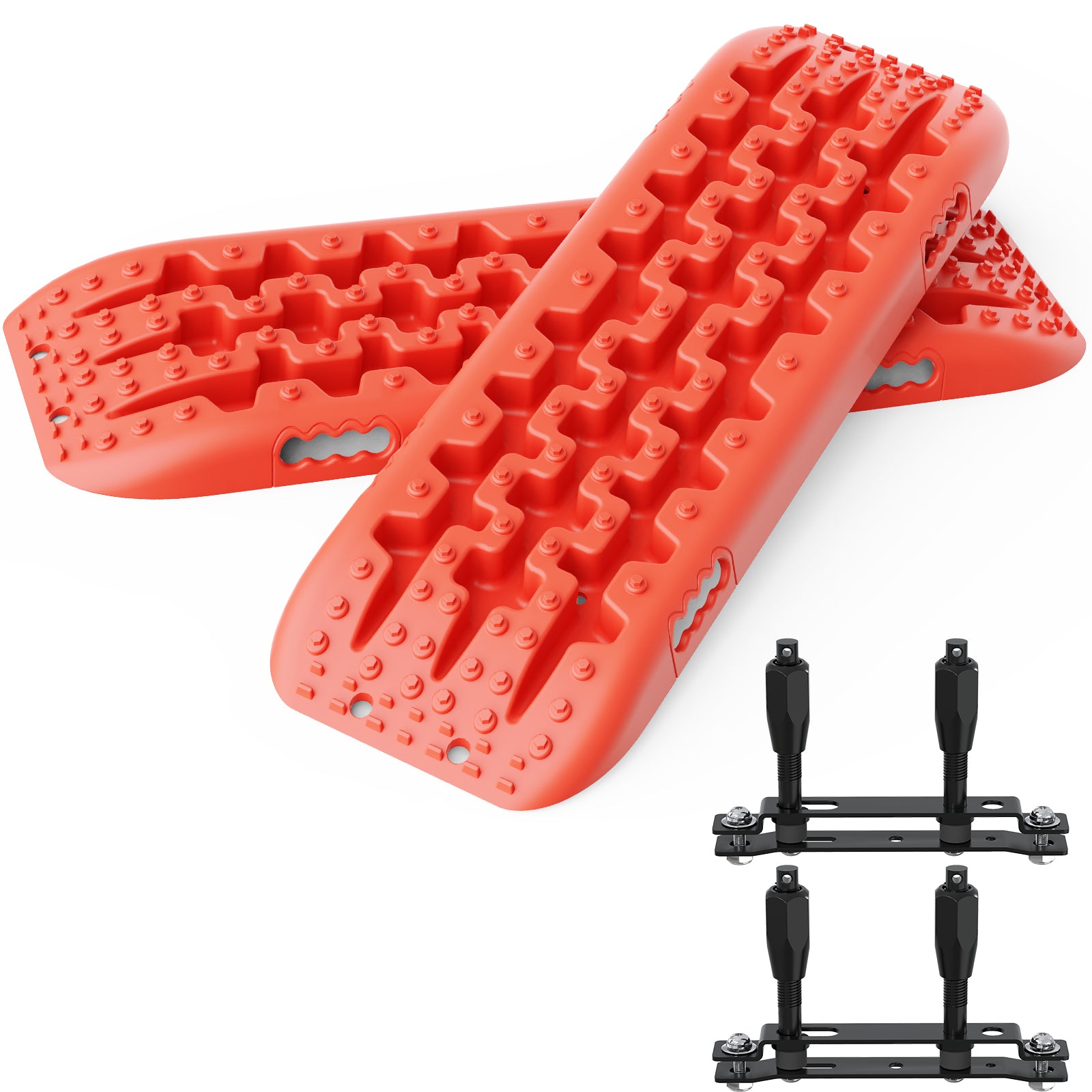 2PCS Recovery Traction Boards & Mounting Kit, 3rd Gen (Red)