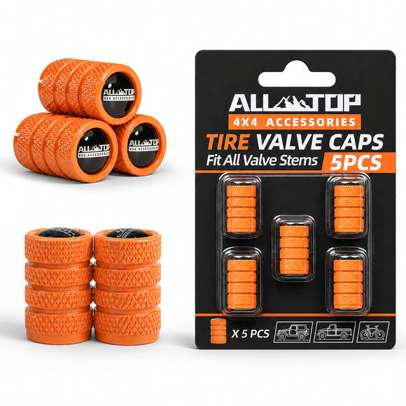 ALL-TOP Tire Valve Stem Cap Kit(5 Valve caps / Orange)