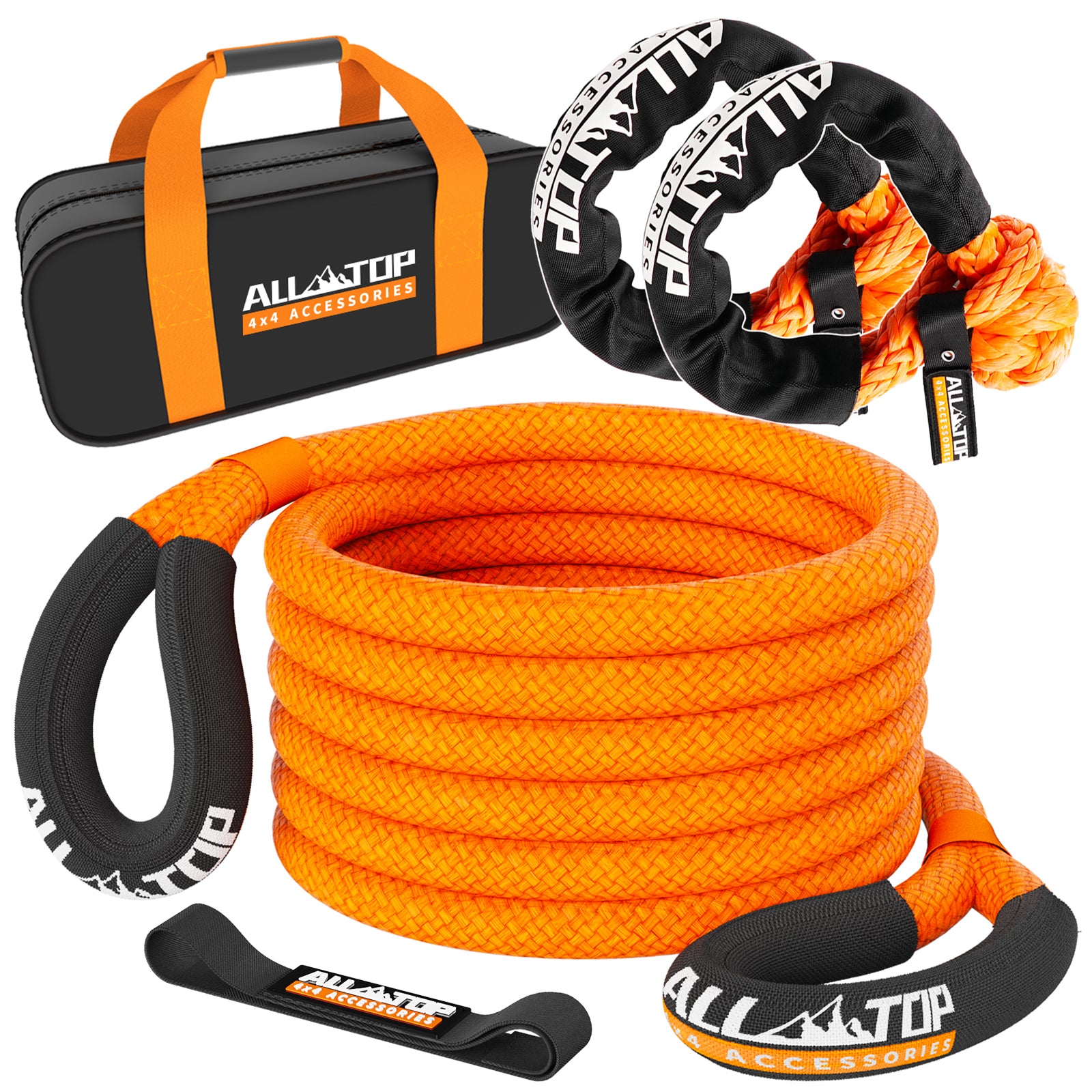 Kinetic Recovery Rope - 1in x 20ft - 48,000 Lbs - Orange w/ Shackles