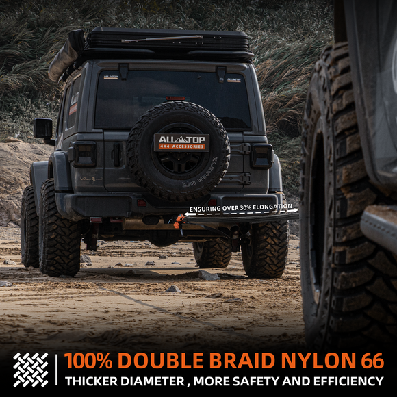 Kinetic Recovery Rope Kit w/ 2 Soft Shackles - 1.5in x 30ft - 83000Lbs - Black