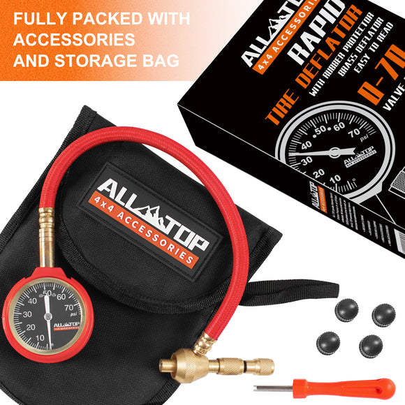 Rapid Tire Deflator w/ Gauge, 0-70 PSI