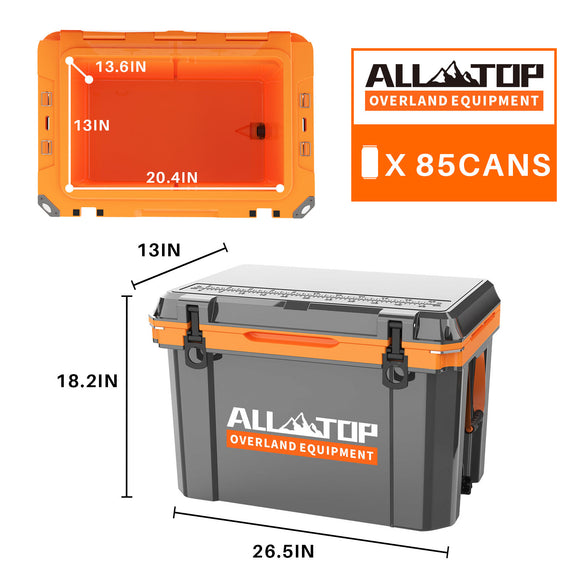 Portable Cooler Box w/ Ice Pack & Chopping Board - 55 Quart - Gray