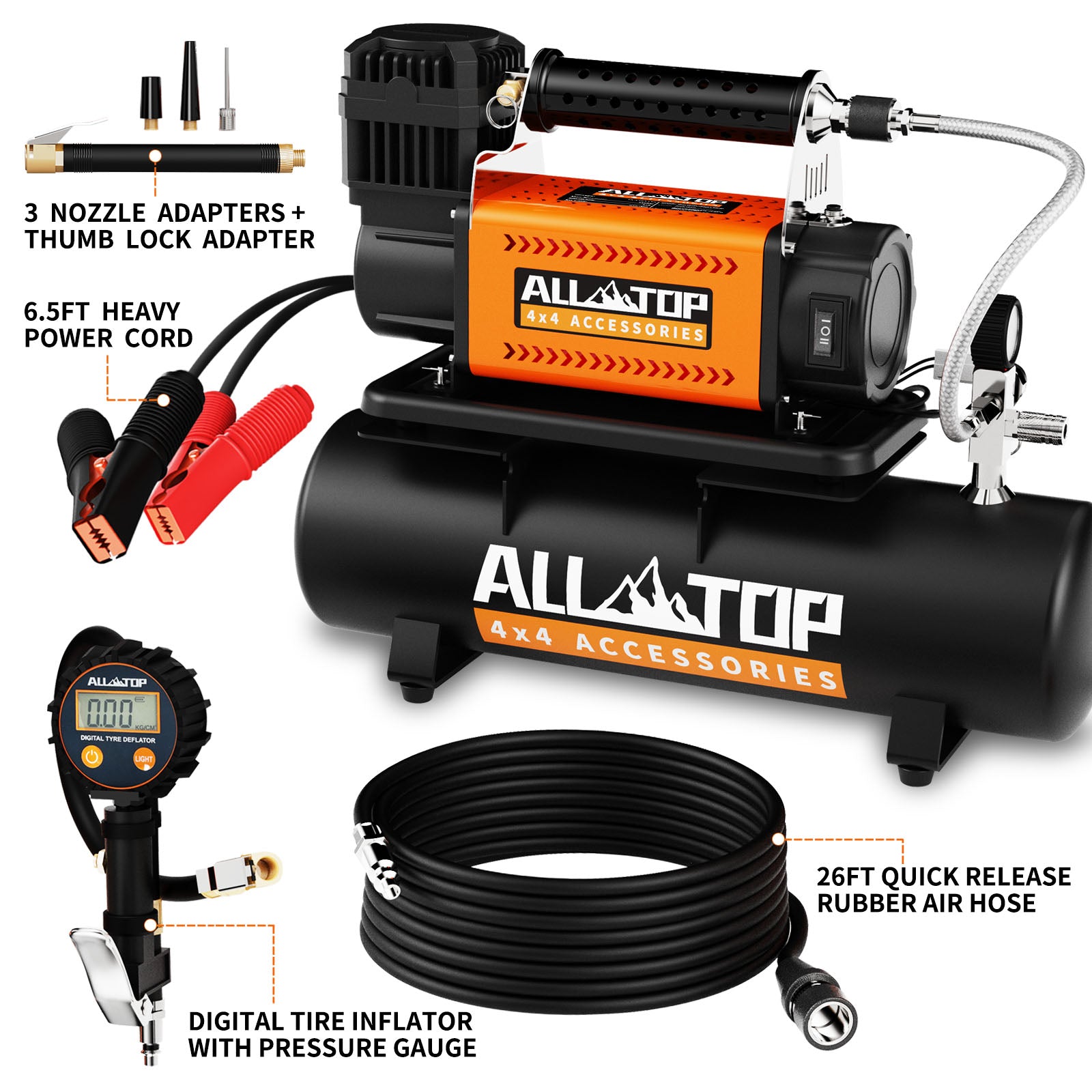 Compresseur d'air Gonflage de Pneu 150psi DC 12V avec réservoir 6 L Compresseur d'air Gonflage de Pneu 150psi DC 12V avec réservoir 6 L