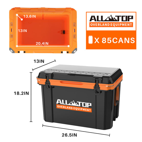 Portable Cooler Box w/ Ice Pack & Chopping Board - 55 Quart - Black