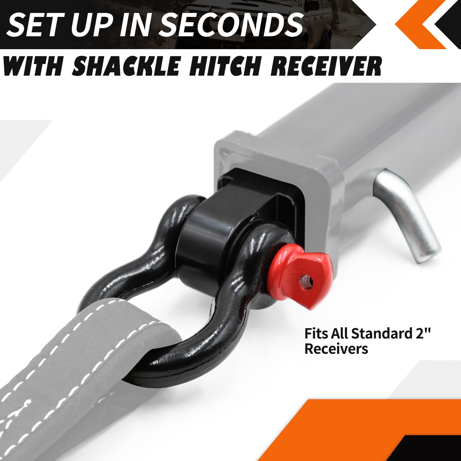 Forged Shackle Hitch Receiver w/ Isolator & Washers - 42,000 Lbs