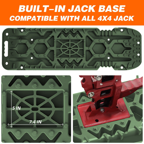 2Pcs Recovery Board with build-in Jack Base & Mounting Kit (Army Green)