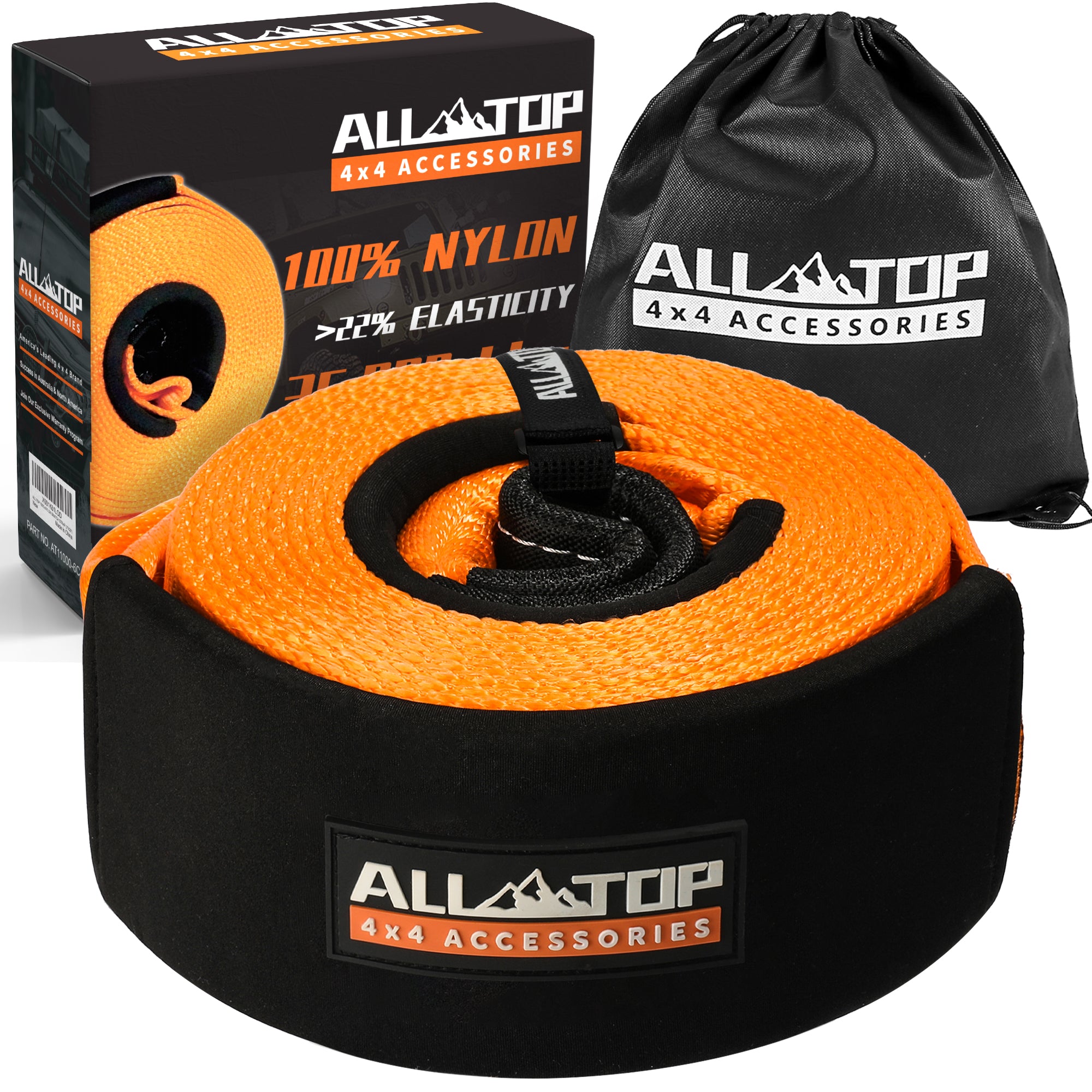 ALL-TOP 100% Nylon Recovery Tow Strap - 3in x 20ft - 35,000 Lbs