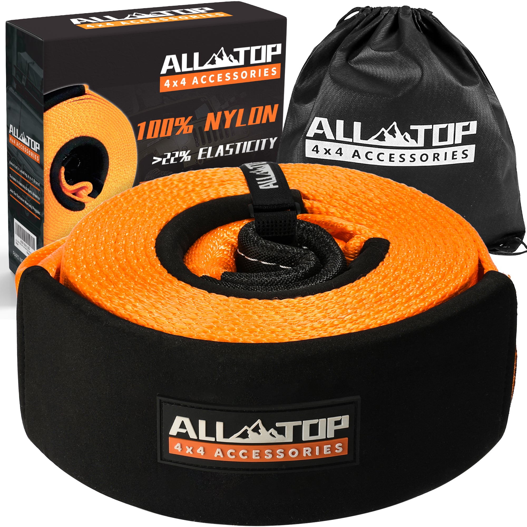 ALL-TOP 100% Nylon Recovery Tow Strap - 3in x 30ft - 35,000 Lbs
