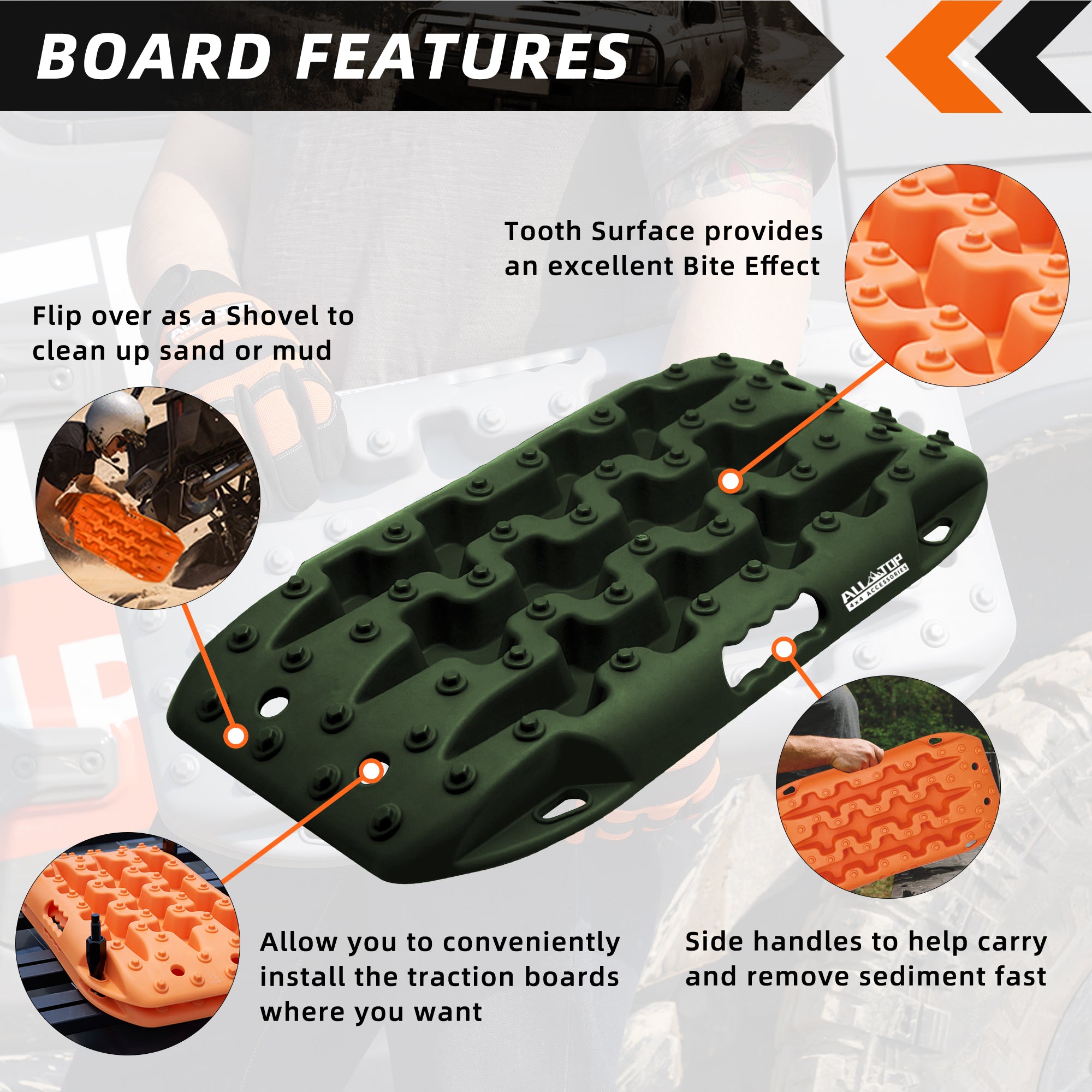 2Pcs Recovery Board Mini, 3rd Gen & Mounting Kit (Army Green