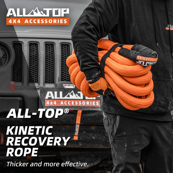 Kinetic Recovery Rope Kit w/ 2 Soft Shackles - 1.5in x 30ft - 83000Lbs - Orange