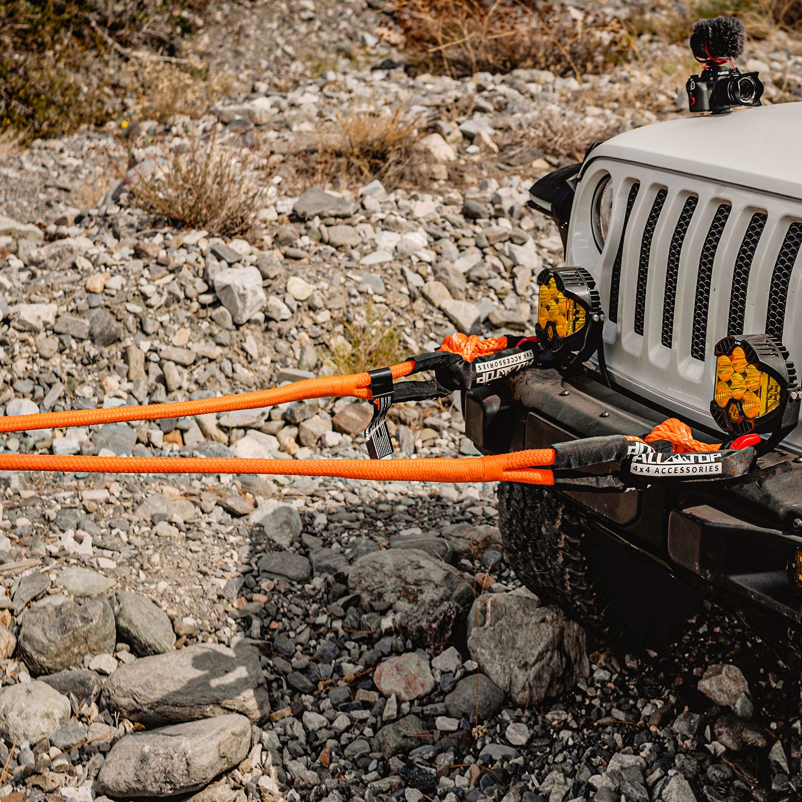 Kinetic Recovery Rope - 1in x 20ft - 48,000 Lbs - Orange w/ Shackles
