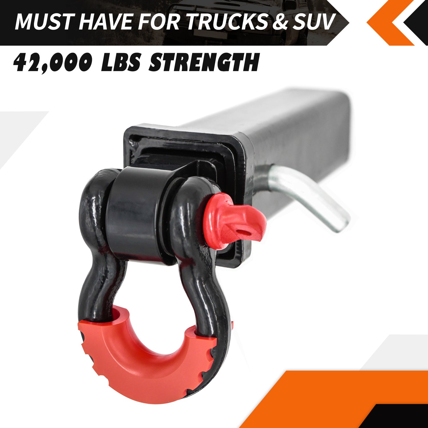 Forged Shackle Hitch Receiver w/ Isolator & Washers - 42,000 Lbs