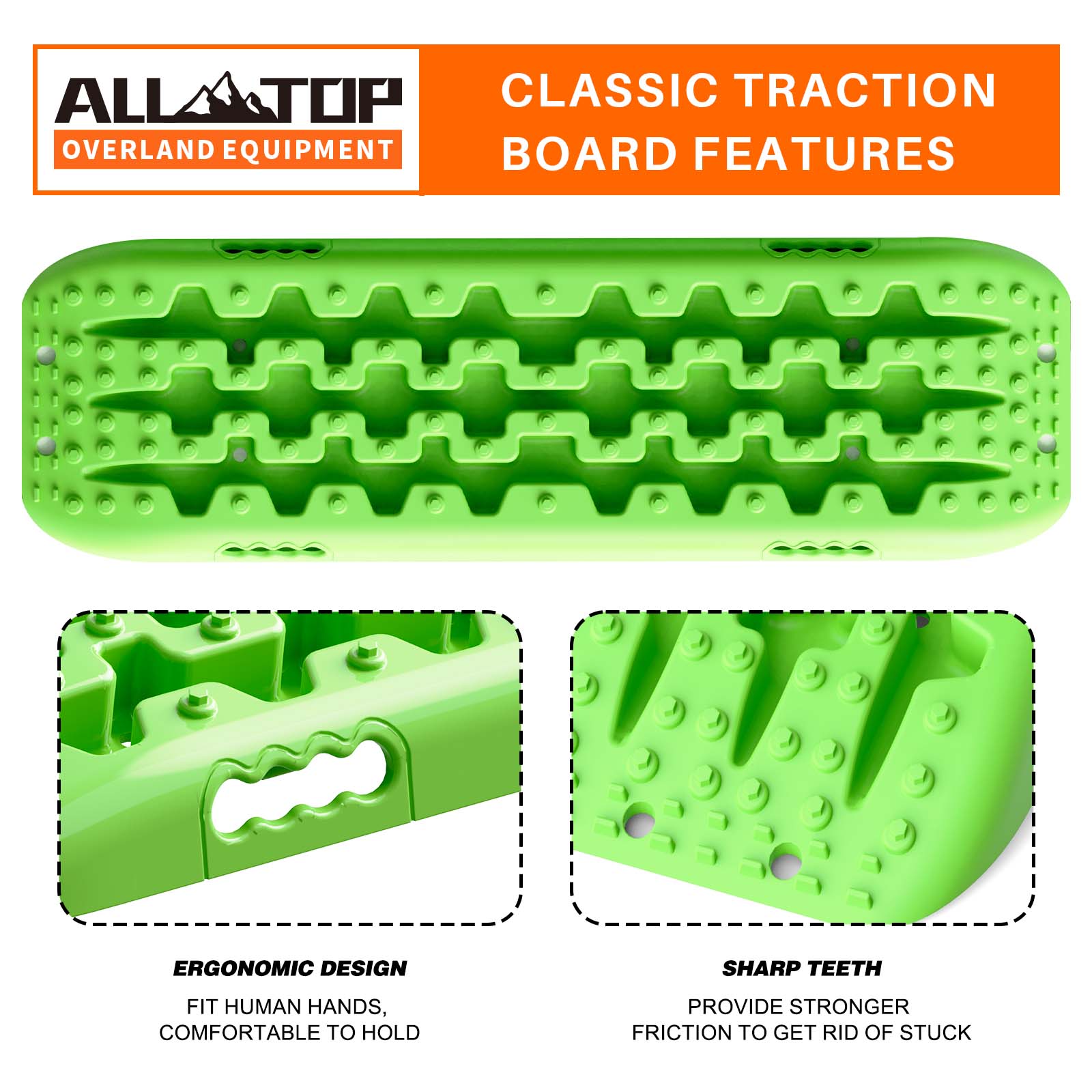 2PCS Recovery Traction Boards & Mounting Kit, 3rd Gen (Green)-3