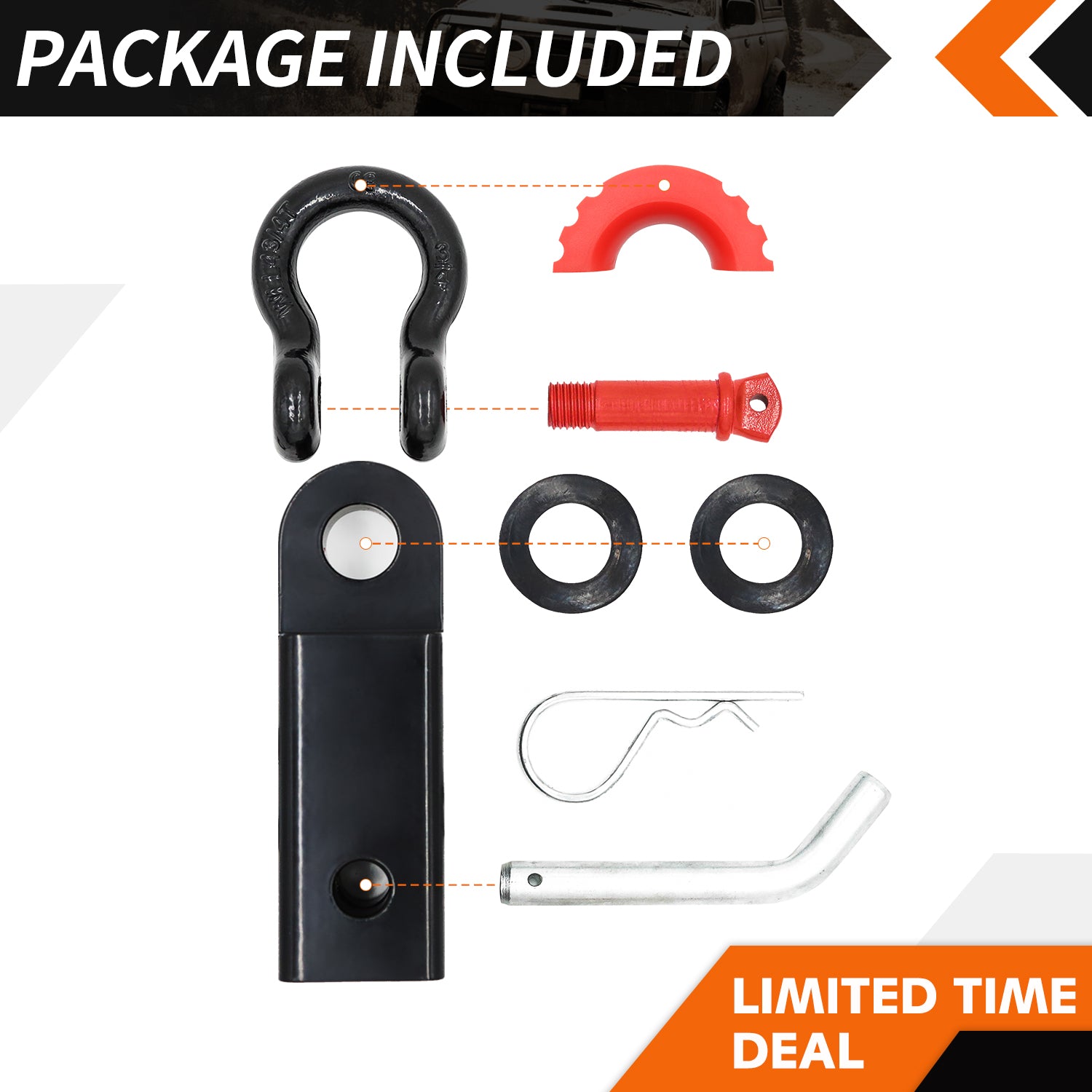 Forged Shackle Hitch Receiver w/ Isolator & Washers - 42,000 Lbs