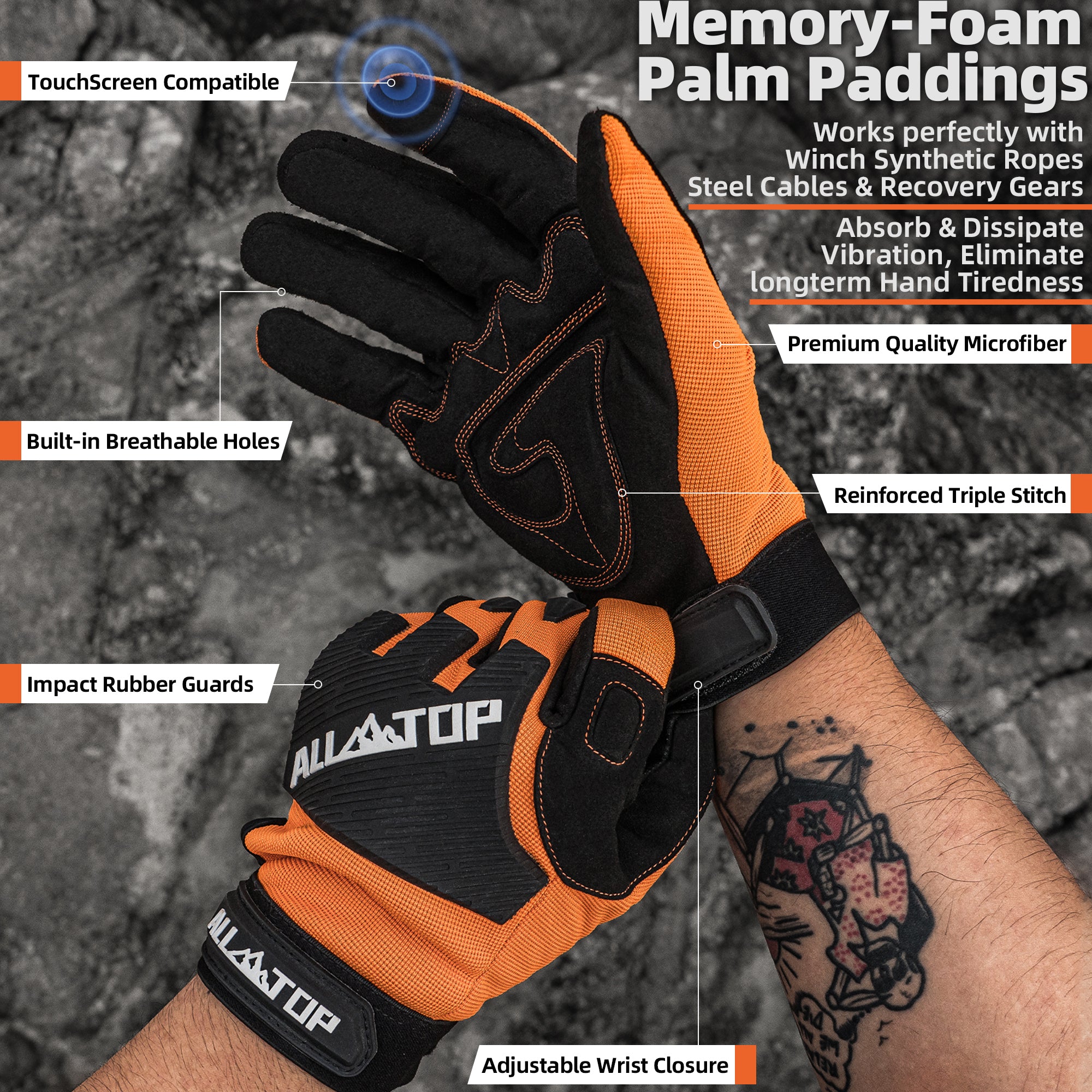 top glove handschuhe ALL-TOP 4x4 Work Gloves Orange