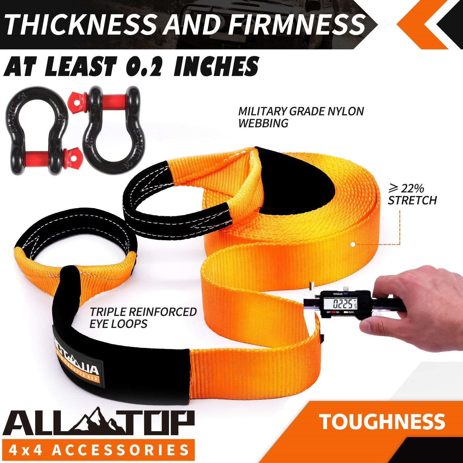 Recovery Strap Kit w/ Shackles: Strap 4in x 20ft - 46,500 Lbs