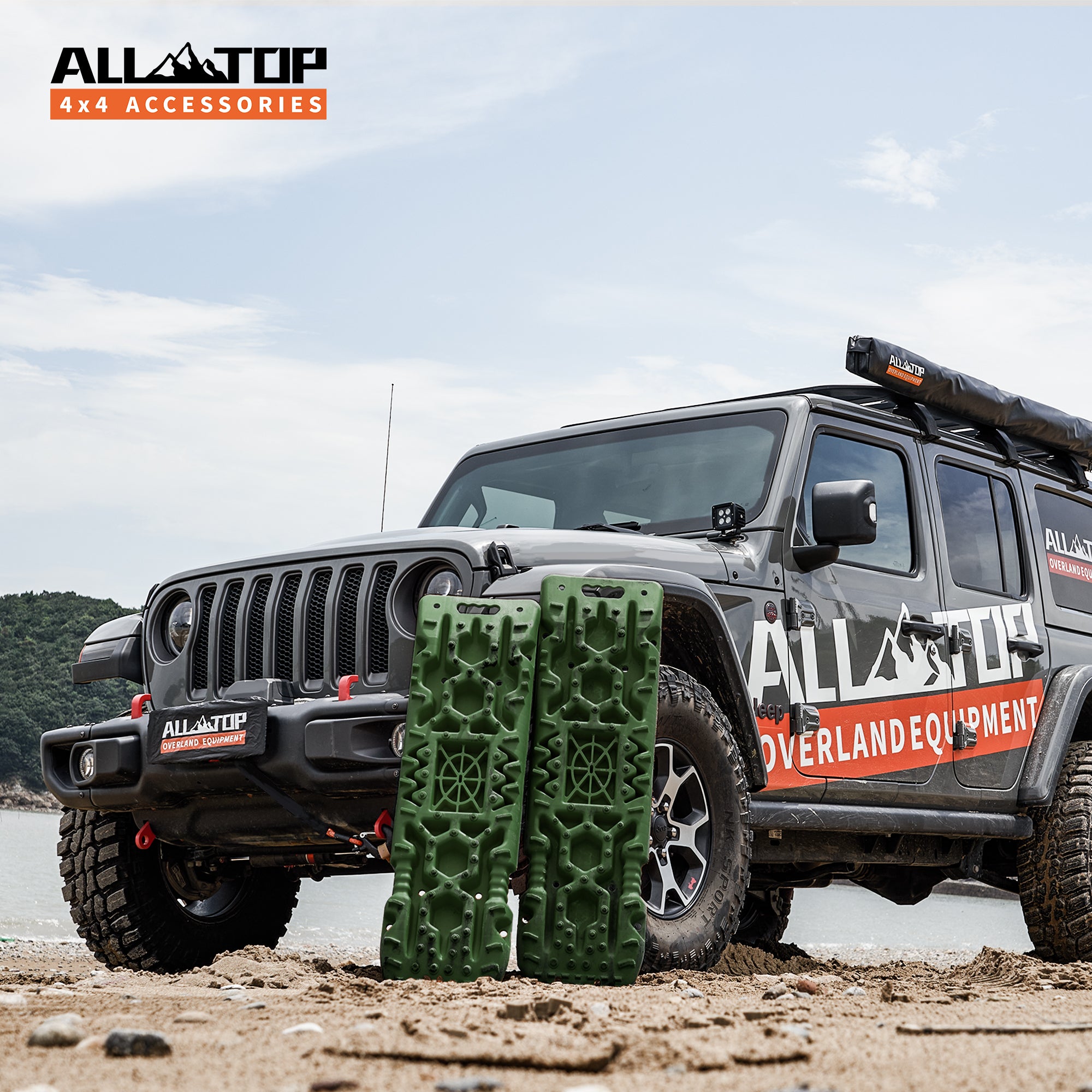 2Pcs Recovery Board with build-in Jack Base & Mounting Kit (Army