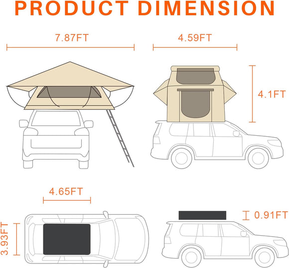 Rooftop Tent w/ Ladder - 7.9ft x 4.6ft