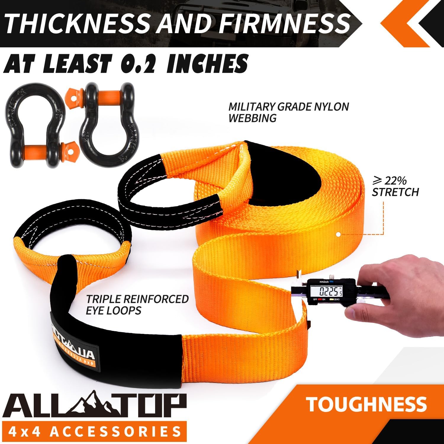 Recovery Strap Kit w/ Shackles: Strap 4in x 20ft - 46,500 Lbs