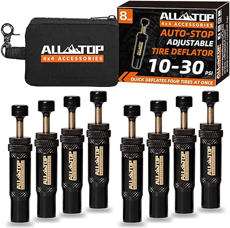 Adjustable Auto-Stop Air-Down Deflator, 10-30 PSI, 8PCS