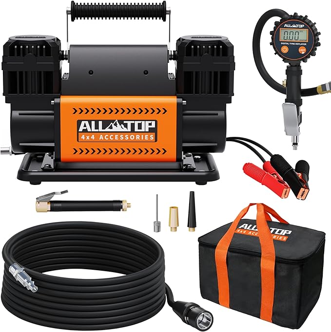 Air Compressor Kit Dual Cylinder - w/ Digital Pressure Gauge 12.35 ft³/Min - 12V DC