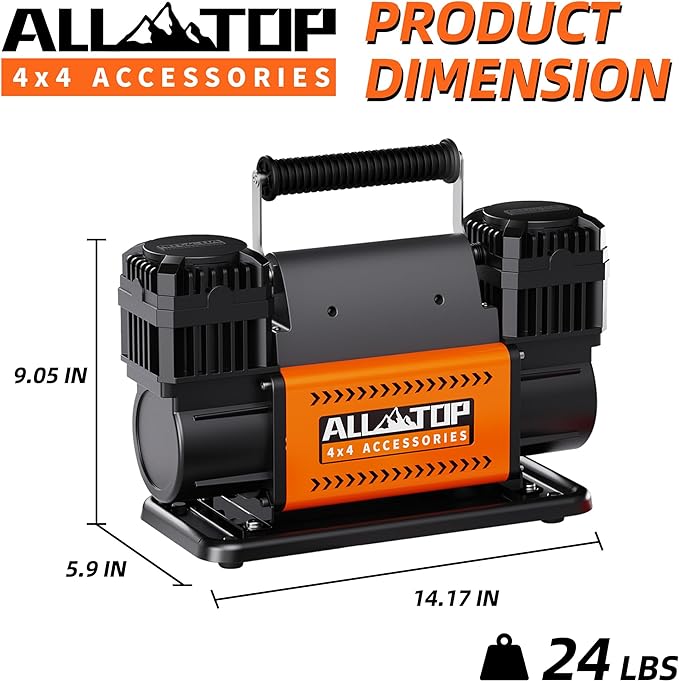 Air Compressor Kit Dual Cylinder - w/ Digital Pressure Gauge 12.35 ft³/Min - 12V DC
