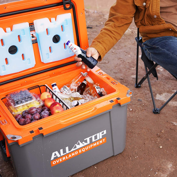 Portable Cooler Box w/ Ice Pack & Chopping Board - 55 Quart - Gray