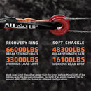 Soft Shackles + Recovery Ring Set: 2PCS x 48,300 Lbs Shackles +  Recovery Ring（Red）-5
