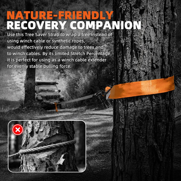 Tree Saver, Winch Extension Strap - 3in x 8ft - 32,000 Lbs