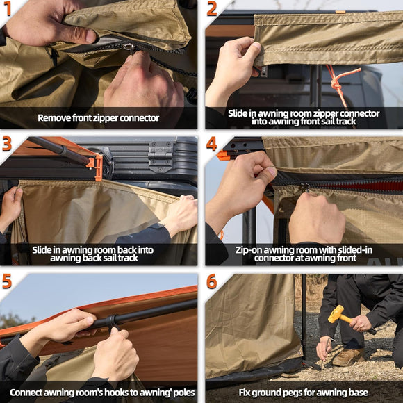 Awning Room with Floor  6.6' x 8.2' - Black Coating