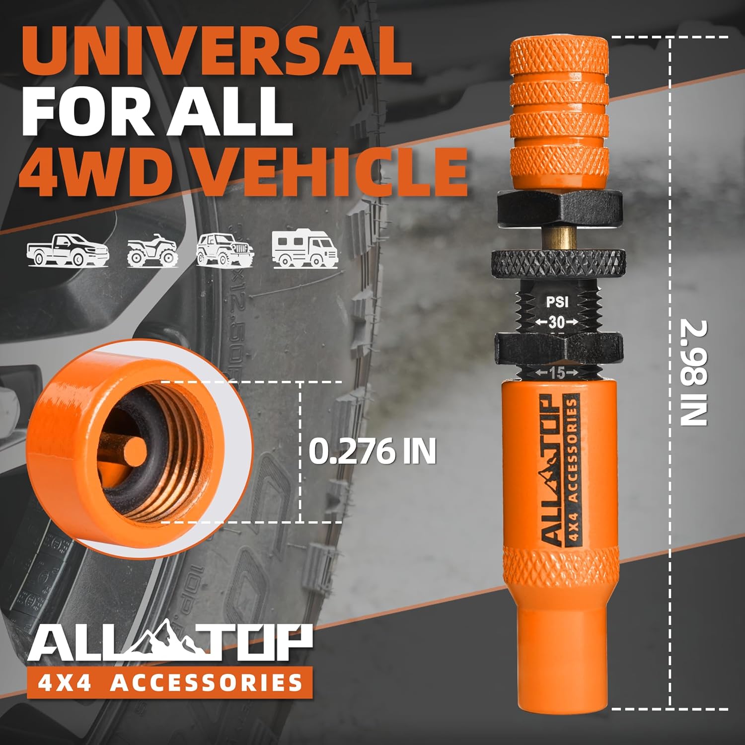 Adjustable Auto-Stop Air-Down Deflator, 10-30 PSI, 4PCS (2nd Gen)