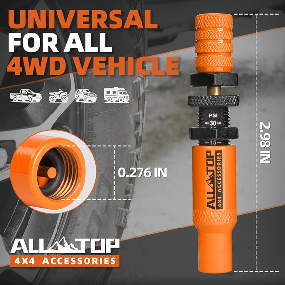 Adjustable Auto-Stop Air-Down Deflator, 10-30 PSI, 8PCS(Orange)