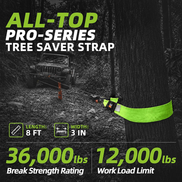Tree Saver, Winch Extension Strap - 3in x 8ft - 32,000 Lbs（Green）