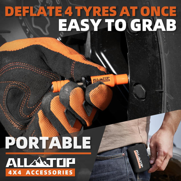 Adjustable Auto-Stop Air-Down Deflator, 10-30 PSI, 8PCS(Orange)
