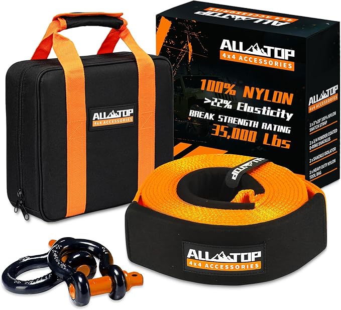 Recovery Strap Kit w/ Shackles: Strap 3in x 20ft - 35,000 Lbs