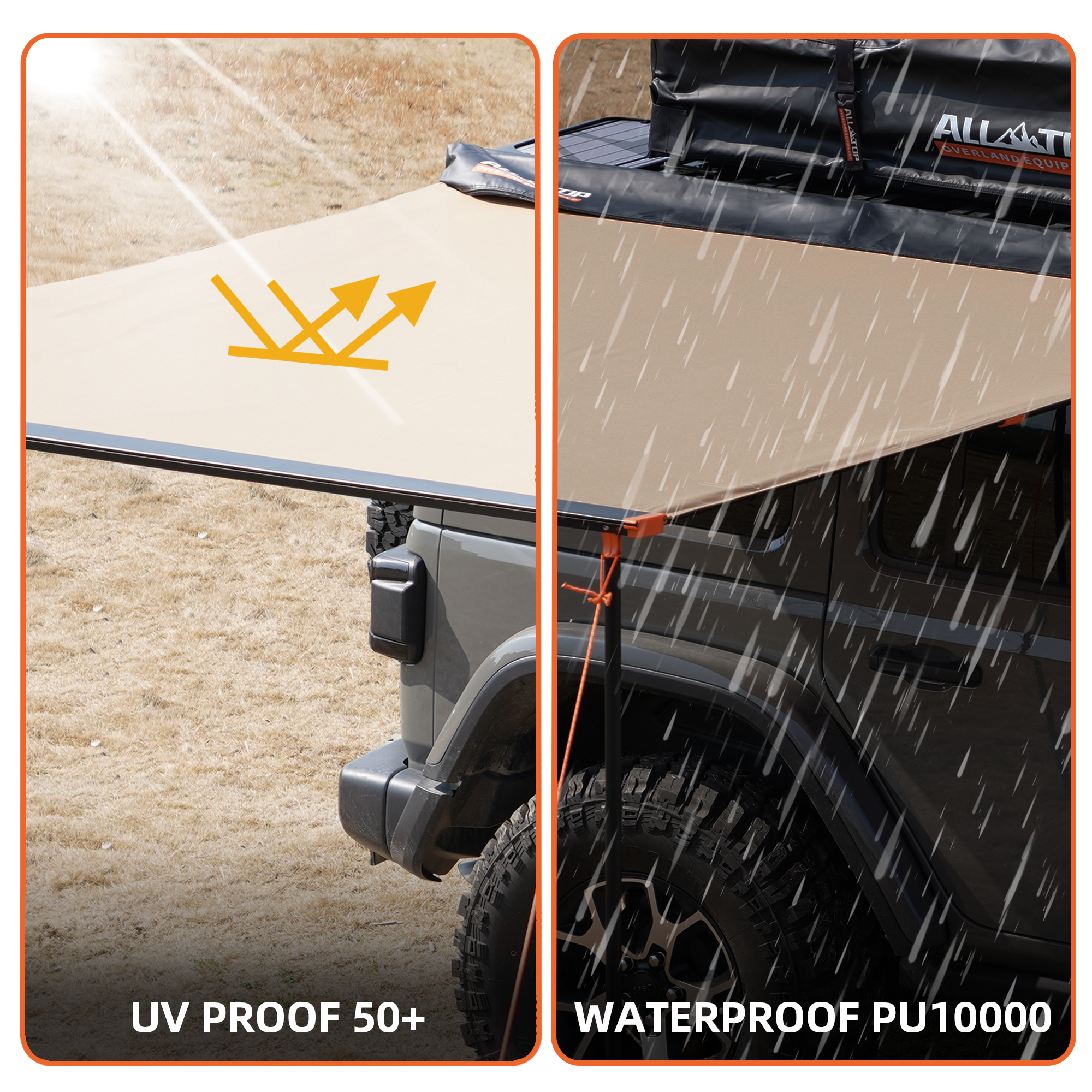 Rooftop Vehicle Awning - 8.2ft x 8.2ft