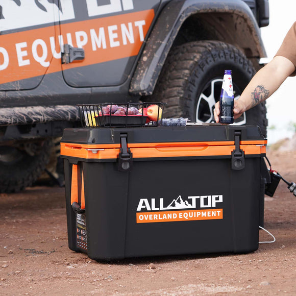Portable Cooler Box w/ Ice Pack & Chopping Board - 55 Quart - Black