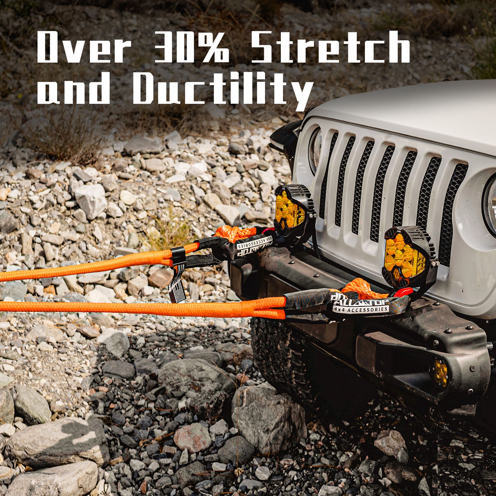 Kinetic Recovery Rope - 1in x 20ft - 48,000 Lbs - Orange w/ Shackles