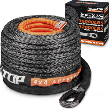 Synthetic Winch Rope Cable - 9/16" x76ft - 35000LBS
